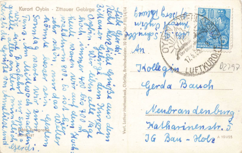 02797 Oybin Zittauer Gebirge Bergwirtschaft o 1955