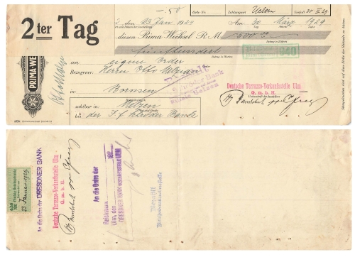 PRIMA CHANGE over 500 Reichsmark Sparkasse Mehmke 1928