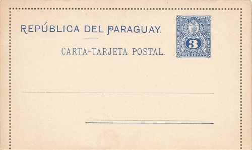 Paraquay Carta Tarjeta Postal 3 Centavos Kartenbrief 1890