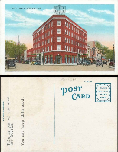 Portages, Wisconsin Hotel Raulf, gebr. ca. 1920