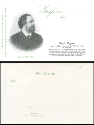 Paul Heyse, writer Series D No. 103, * ca.1900