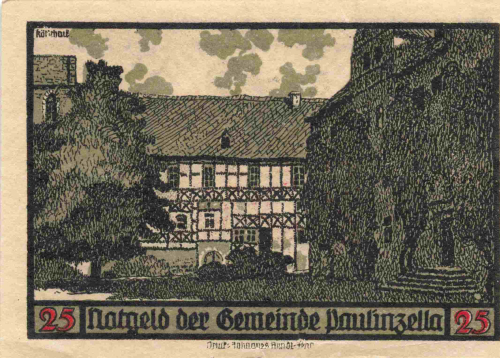 Paulinzella Notgeldschein 25 Pfennig 1922