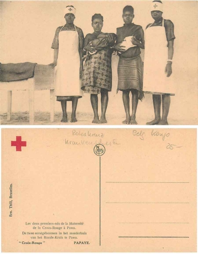 Pawa Belgian Congo Red Cross Nurses Midwives with wife and child *ca.1930