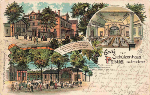 Penig Sachsen Schützenhaus Inhaber Ernst Lesch Litho o 1909