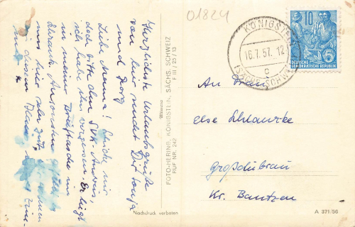 01824 Pfaffendorf Margareten Hof Saxon Switzerland o 1957