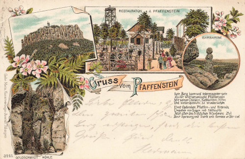 01824 Pfaffenstein Restaurant Saxon Switzerland Lithograph * circa 1899