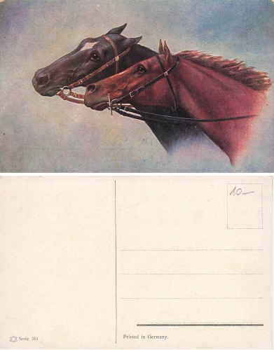 Zwei Pferdeköpfe Künstlerkarte Serie 204 * ca.1920
