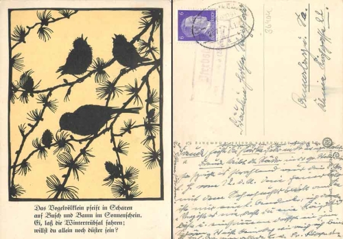 36404 Pferdsdorf via Vacha (Rhoengeb.) Country postmark on postcard o 24.1.1941