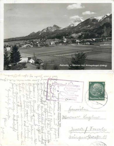 Pimpfe and Hitler Youth tent camp advertising stamp on AK Mallestig o around 1941