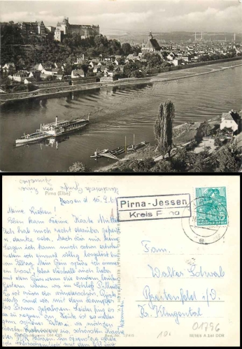 01796 Prina-Jessen country postmark on postcard Pirna o 16.9.1961