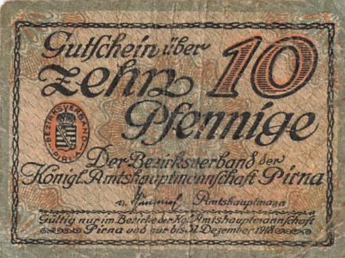 Pirna Sachsen 10 Pfennig Notgeld 1919