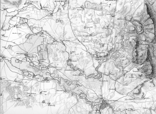 Plan du Champ de Bataille de Bautzen original Stahlstich 1859