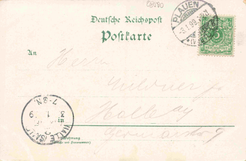 Plauen Vogtland Postamt Restaurant Trömel Litho o 1899