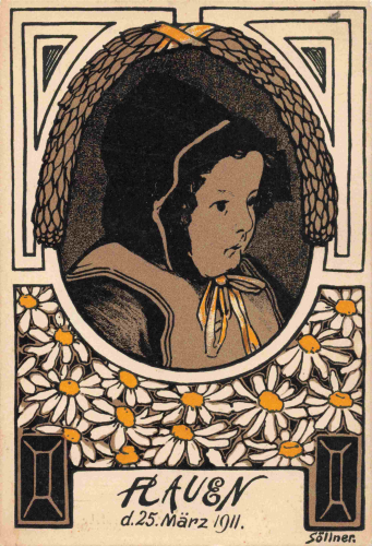 Plauen Vogtland Margaretentag 1911 Jugendstil Künstlerkarte Söllner *