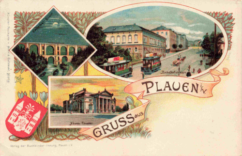 Plauen Vogtland Mehrbildlitho gebraucht um 1900