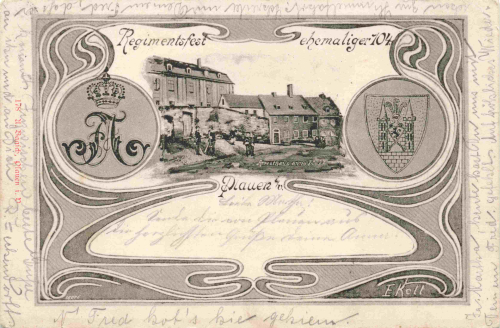 Plauen Vogtland Regimentsfest ehemaliger 104. Jugendstilkarte o 1900