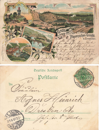 Plauenscher Grund Dresden with Felsenkeller Brewery Litho o 1899