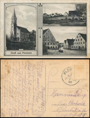 Pleinfeld Jugendstilkarte o 19.9.1922