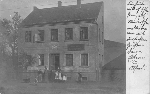 Pobstheida Leipzig Hauptstrasse Ofenlager Hermann Starke und Schuhmacher Ernst Gruhl Echtfotokarte o 1900