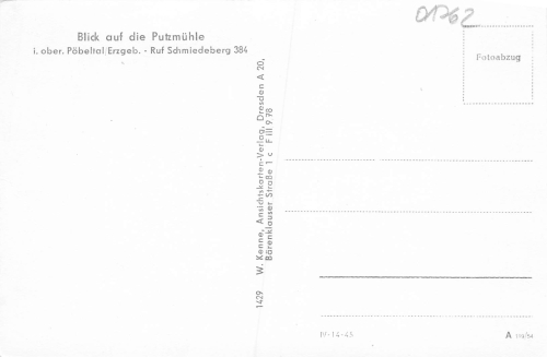 01744 Pöbeltal Dippoldiswalde Gasthof Putzmühle * 1954
