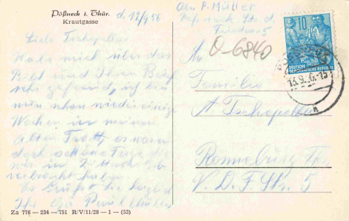 Pößneck Thüringen Krautkasse o 1956