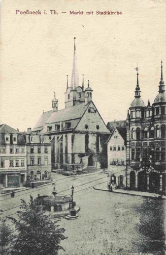 Pößneck Thüringen Markt mit Stadtkirche o 1926