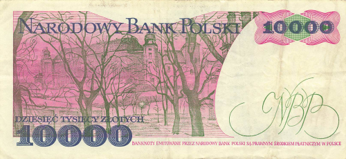 Poland 10000 Dziesiec Tysiecy Zlotych 1988 banknote