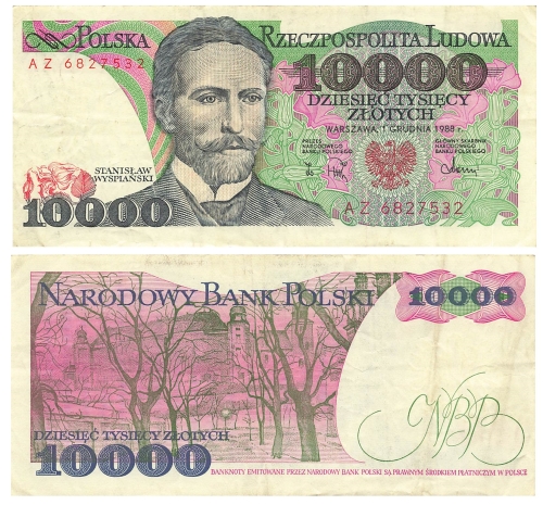 Polen 100 Dwiescie Zlotych 1982 BanknotePolen 10000 Dziesiec Tysiecy Zlotych 1988 Banknote