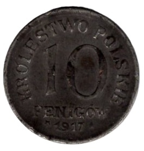 Polen Geplantes Königreich 10 Fenigow 1917 F
