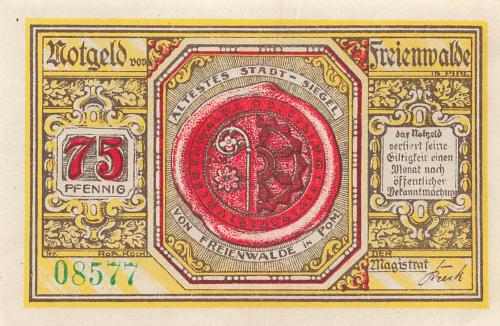 Freiwalde Pomerania emergency banknote Chociwel 1920