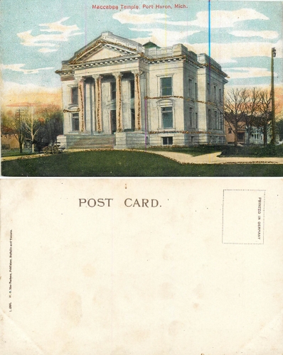 Michigan Port Huron Maccabee Mica Map Temple * circa 1910