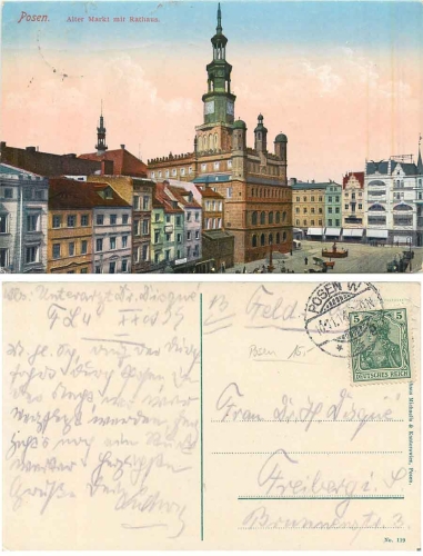 Poznan Old Market with Town Hall o 11.10.1914