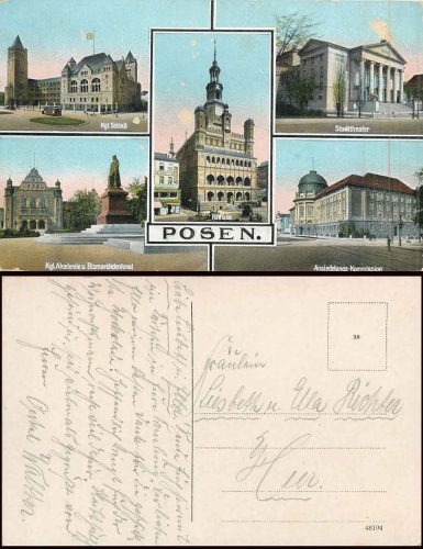 Posen, Mehrbildkarte gebr. ca. 1915