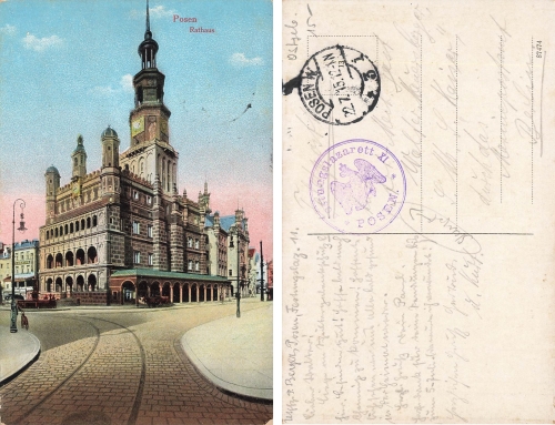Poznan Town Hall Field Post 1915 Fortress Hospital XI