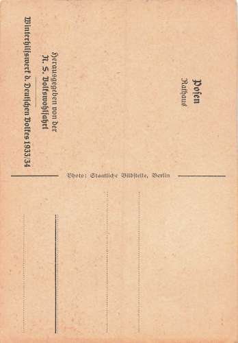 Posen Rathaus Poznan Winterhilfswerk des Deutschen Volkes WHW 1933/34