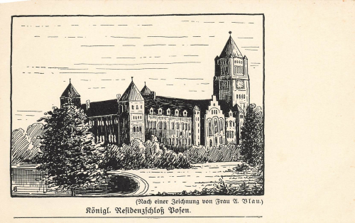 Poznan Castle Artist's Postcard A. Blau * circa 1920