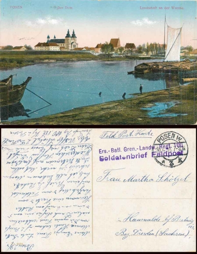 Poznan The cathedral landscape on the Warta o 04/10/1915
