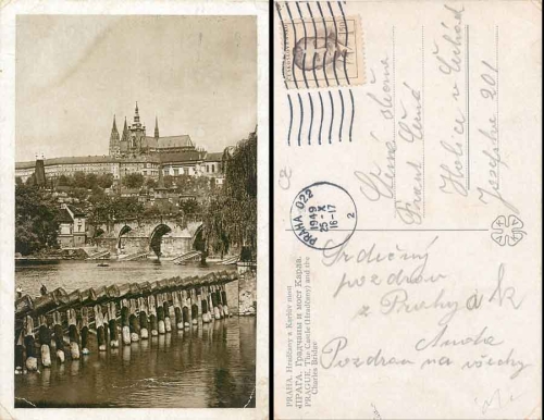 Prag Schloss und Karlsbrücke o 25.10.1949