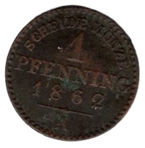 Prussia 1 Pfennig 1862 A Wilhelm I.