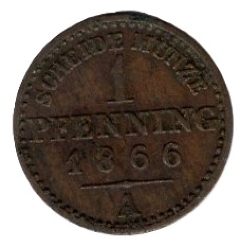 Prussia 1 Pfennig 1866 A Wilhelm I.