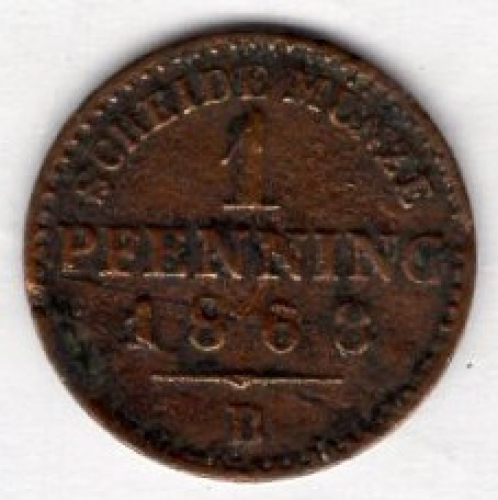Prussia 1 Pfennig 1868 B Wilhelm I.