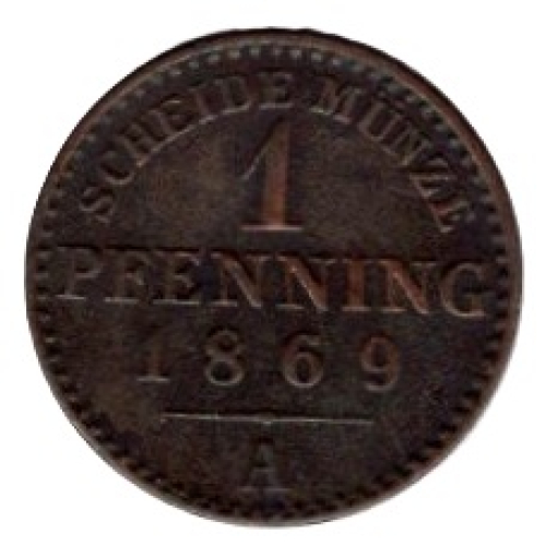 Prussia 1 Pfennig 1869 A Wilhelm I.