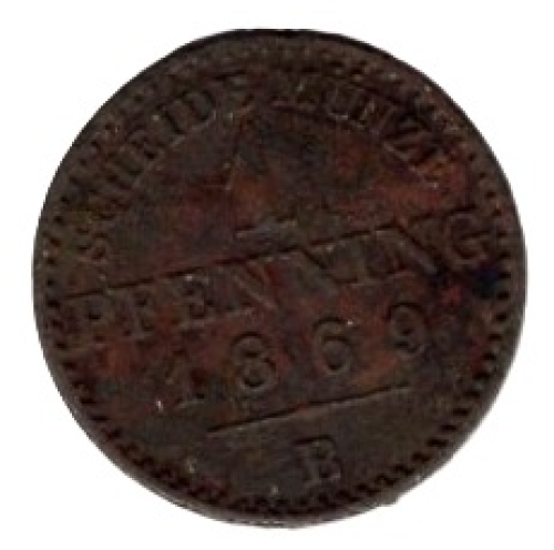 Prussia 1 Pfennig 1869 B Wilhelm I.