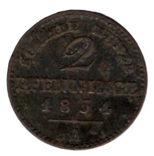 Preussen 2 Pfennig 1854 A Friedrich Wilhelm VI.