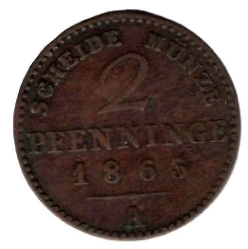 Prussia 2 Pfennig 1863 A Wilhelm I