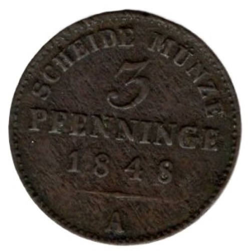 Preussen 3 Pfennig 1848 A Friedrich Wilhelm VI.