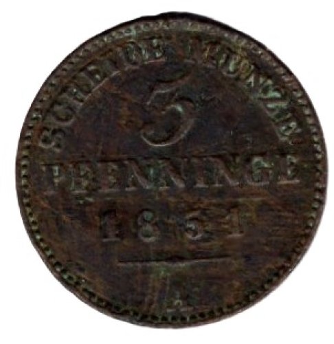 Prussia 3 Pfennig 1851 A Frederick William VI.