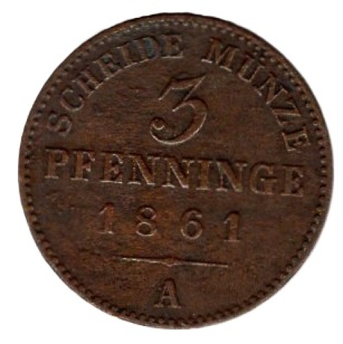 Prussia 3 Pfennig 1861 A Wilhelm I.