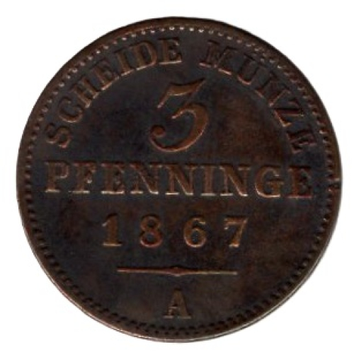 Prussia 3 Pfennig 1867 A Wilhelm I.
