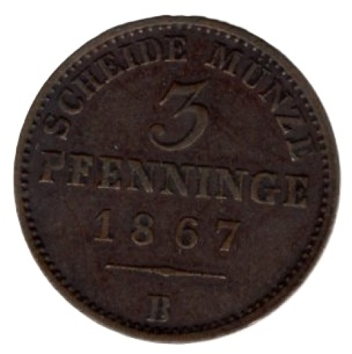 Prussia 3 Pfennig 1867 B Wilhelm I.
